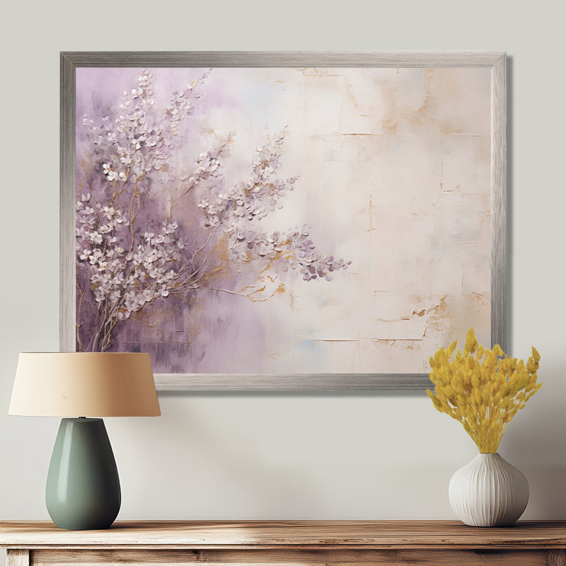 «Blooming Lilac Melody II - Lilacs», art mural sur toile, H 12 po x l 20 po x P 1 po, Cadre simple argenté