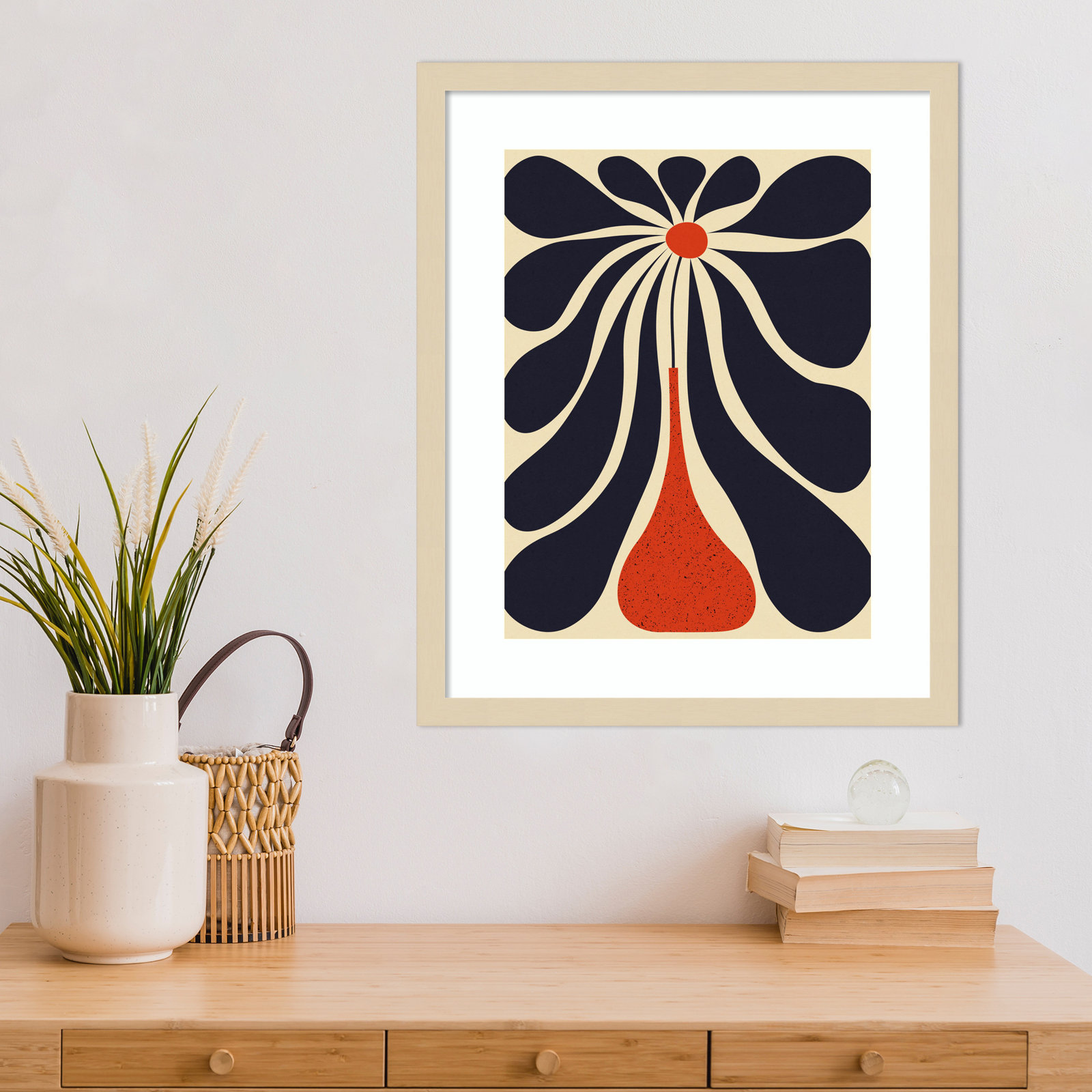 Lazy Flower Print by Alisa Galitsyna, Brown Framed, 21" H x 17" W