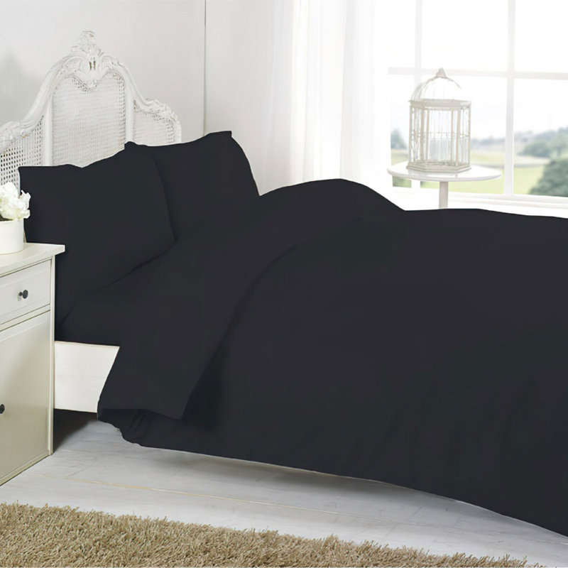 100% Egyptian-Quality Cotton 200 Thread Count Extra Deep Fitted Sheet, Black, Small Double (4')
