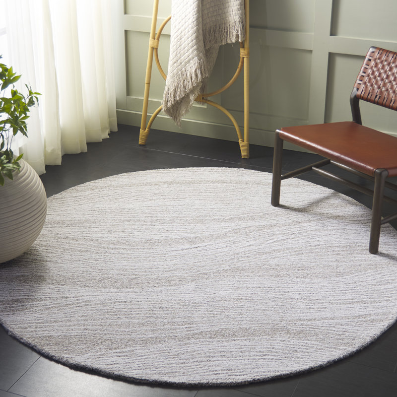 Aldwell Hand Tufted Indian Wool And Cotton With Latex Abstract Rug, Round 6'