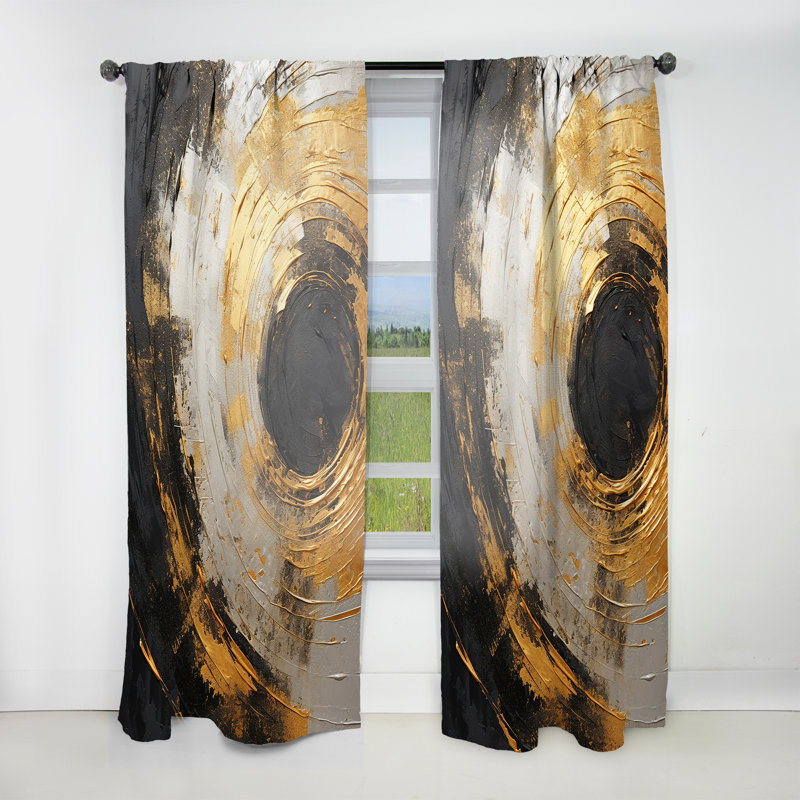 Ewelina Celestial Contrast Spirals - Modern Curtain - Velvet Room Darkening - 1 Panel, 52" W x 63" L