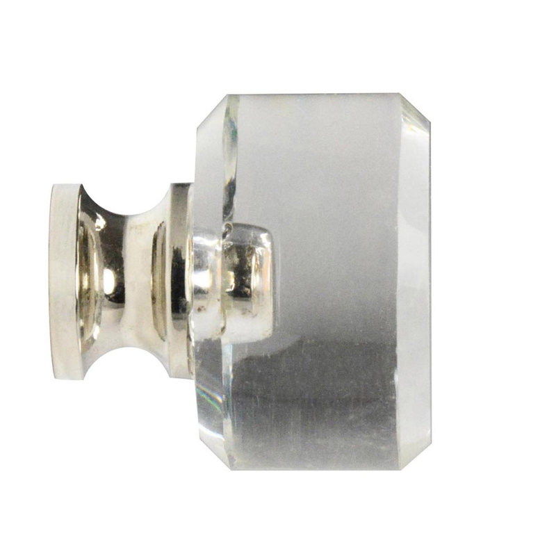 Elegance 1 1/8" Diameter Cylindrical Knob, Clear/Polished Nickel