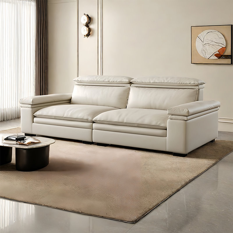 Modern simple cream style sofa, 4, 32.28" H x 102.36" W x 39.37" D