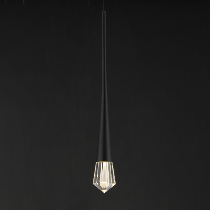 Ersida 1 - Light Gold LED Teardrop Pendant, Black