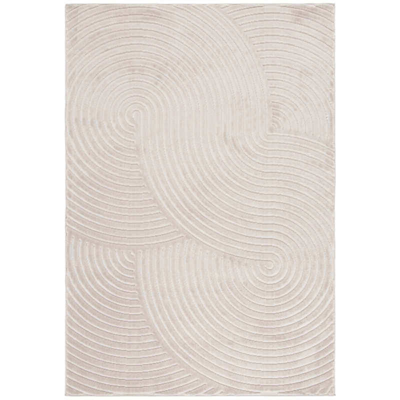 Ivory Abstract 4' x 6' Stain-Resistant Synthetic Rug