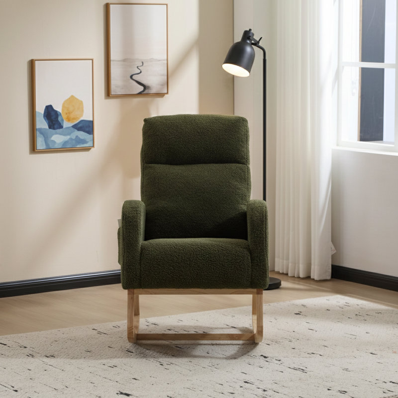 Chaise berçante moderne 25 po avec poche latérale et soutien lombaire haut, Vert