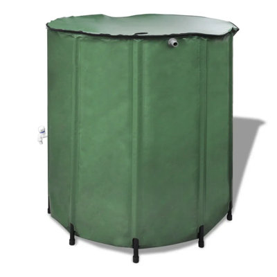 vidaXL Water Tank Green PVC Large Collapsible Water Tank Cylindrical