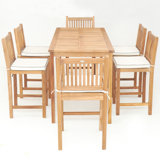 Outdoor 7 - Piece Teak Bistro Set with Cushions