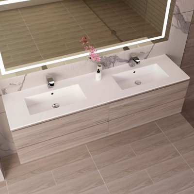 Meuble-lavabo DAX Pasadena avec bassin Toscana, 72 po, pin