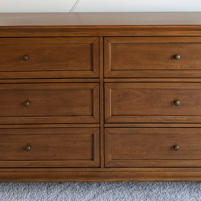Lark Manor™ Arthelia Transitional 66''W 6-Drawer Dresser with Knife-Edge  Top Panel and Solid Wood Legs