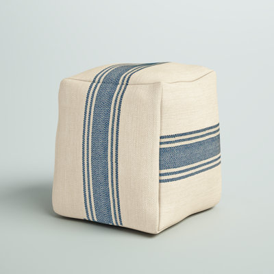 Striped Square Canvas Pouf Ottoman