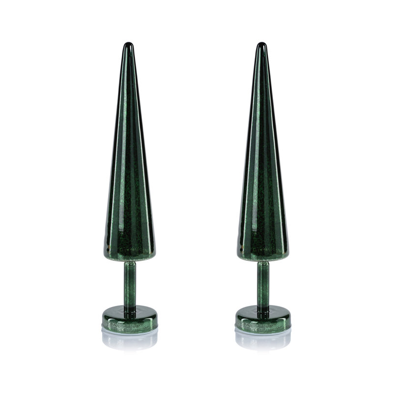 Arbres DEL Sparkle Cone, ensemble de 2, H 7 po x l 3,25 po x P 3,25 po, Vert