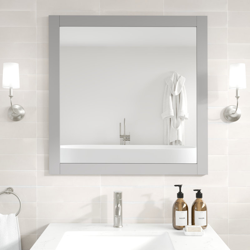 Azaira Rectangle Mirror, 31" H x 30" W, White