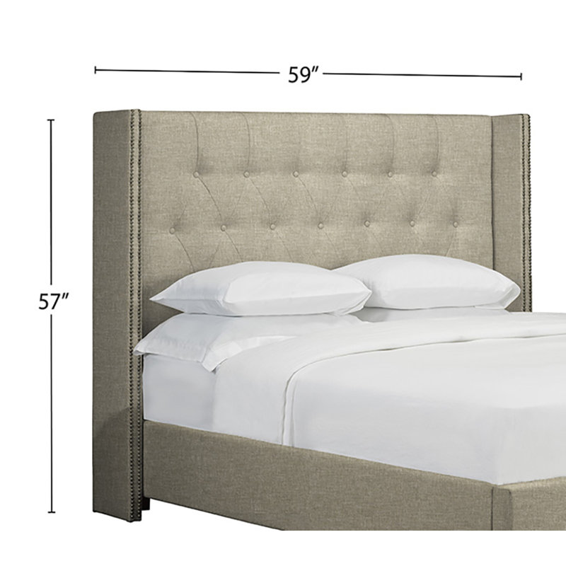 Syverson Upholstered Headboard, Full, Linen - Beige