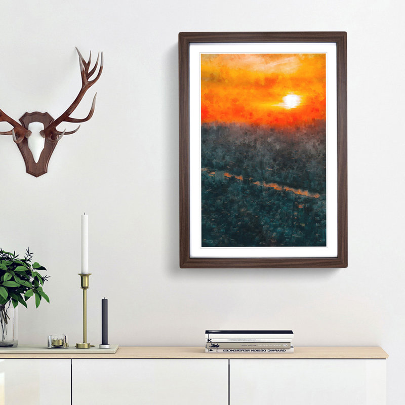 Sunset over Tokyo - Framed Print, 33cm H x 24cm W x 2cm D, Walnut Framed