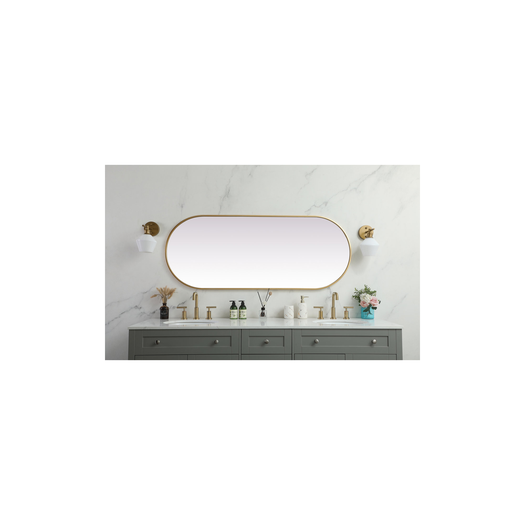 Elington Metal Oval Mirror, Brass, 60"  x 24" 