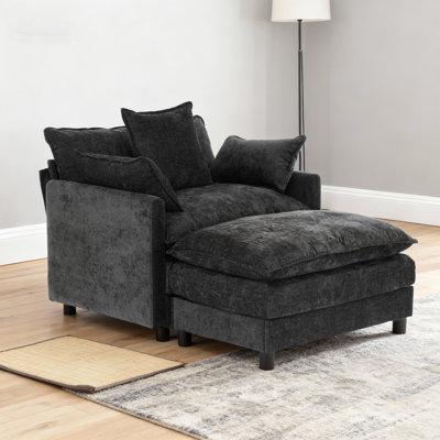 Chaise d'appoint moderne avec repose-pieds 39,4 po