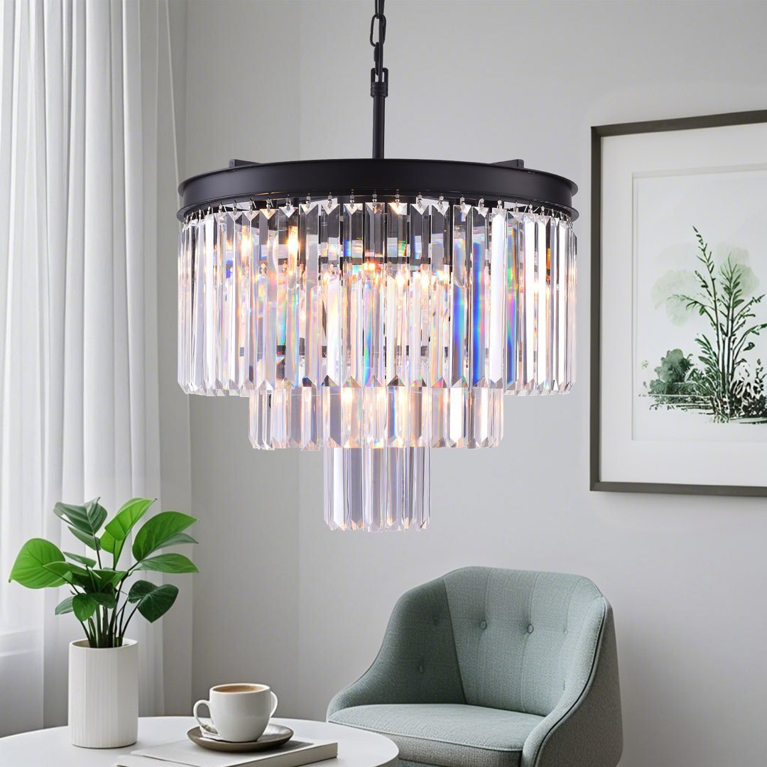 Hallum 7 - Light Unique Tiered Chandelier with Crystal Accents（19.7”） Laurel Foundry Modern Farmhouse® 