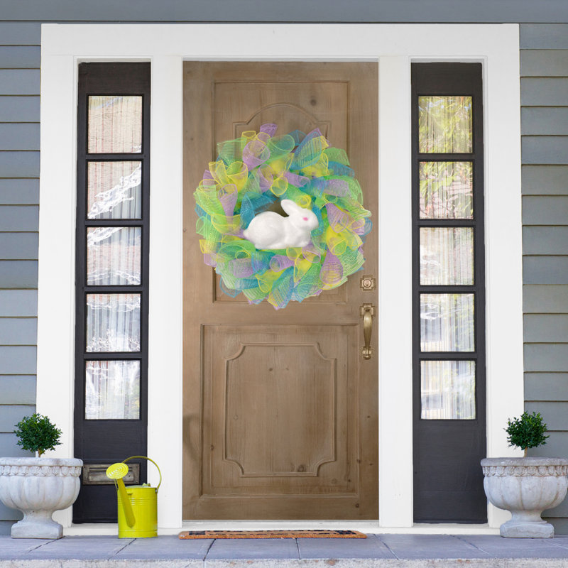 Northlight Deco Mesh Ribbon Easter Bunny Wreath
