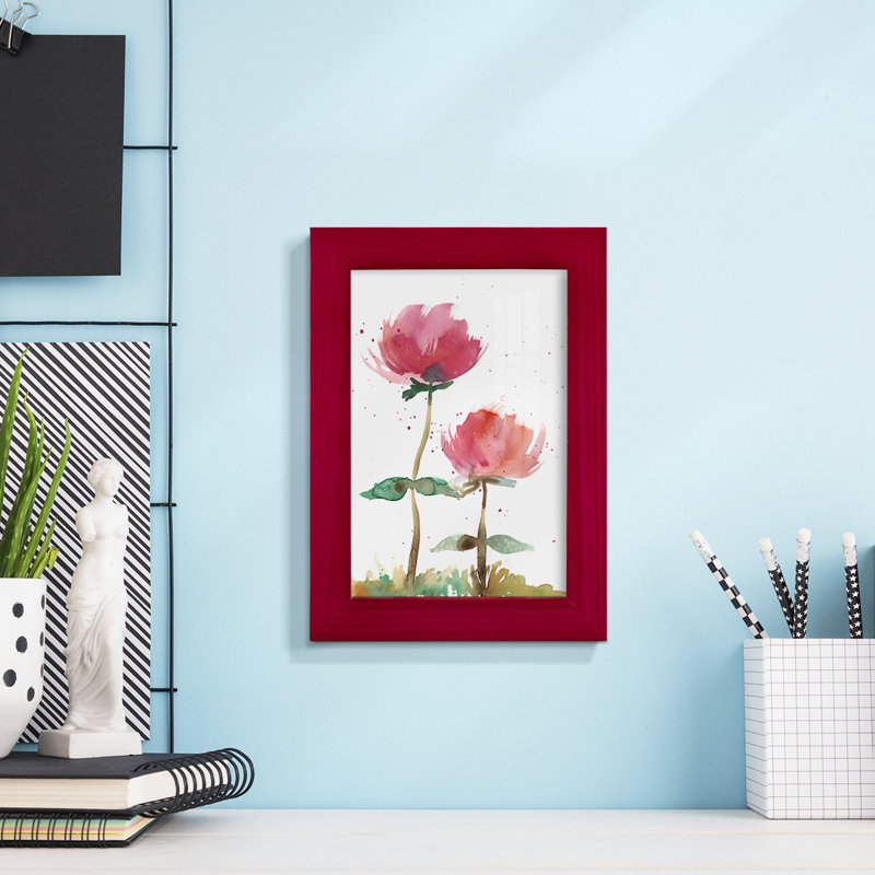 «Pink Fleurs I», impression sur papier, Rouge, H 6 po x l 4 po x P 1 po