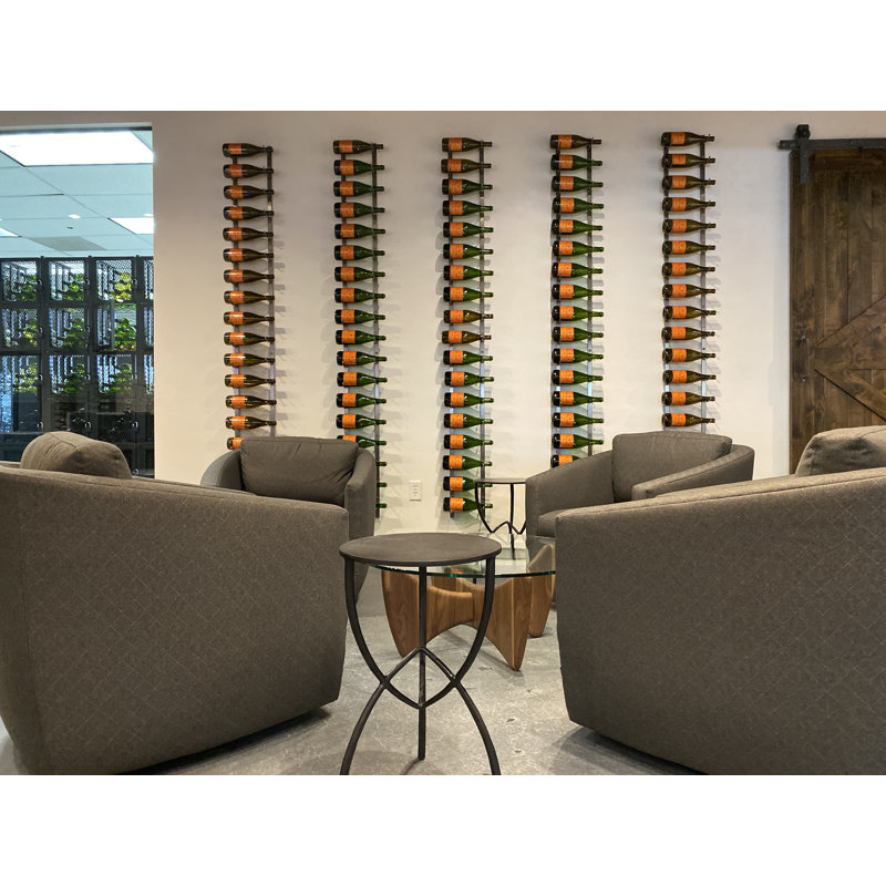 W Series Wall Mounted 9 Bottle Wine Rack, Brushed Nickel, 114.3cm H x 38.1cm W x 13.4cm D