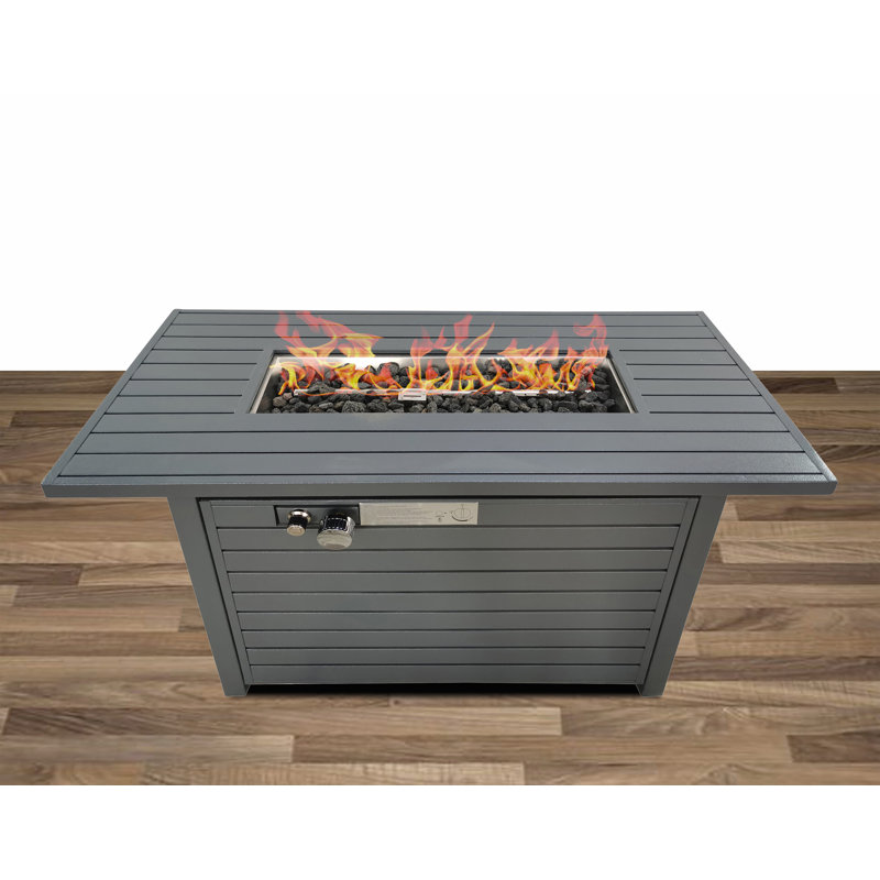 Table de foyer d'extérieur en acier durable avec flamme réglable et couvercle pour une utilisation polyvalente sur le patio
