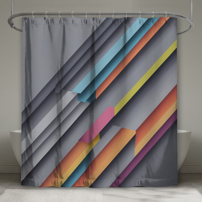 Layered Geometric Shapes Shower Curtains Extra Long