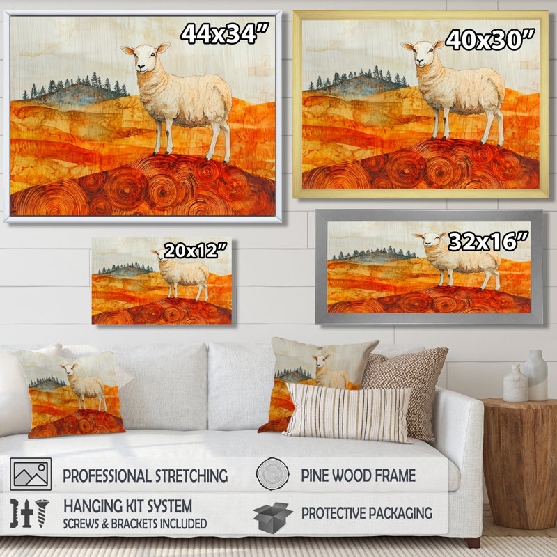 Donyan couleurs d'automne de mouton dans un paysage de ferme - mouton, art mural, Reproduction encadrée d'une seule photo