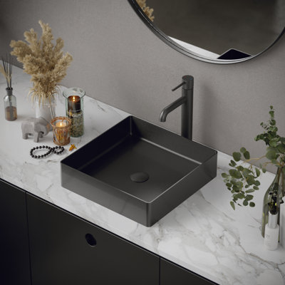 Lavabo de salle de bain vasque carré en acier inoxydable 15,75 po Karran Cinox