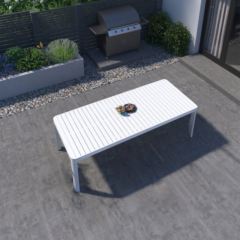 Amazonia Outdoor Patio Ammelie Aluminum Extendable Rectangular Dining Table, White