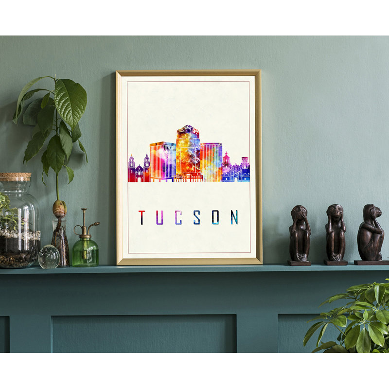 Tucson Modern Illustration, villes américaines, affiche non encadrée, affiche de l'Arizona State