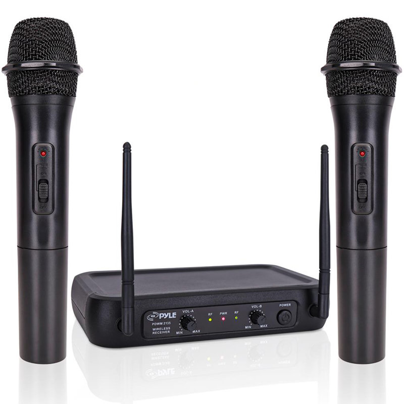 Pyle Fixed Frequency Wireless Handheld Karaoke Microphones