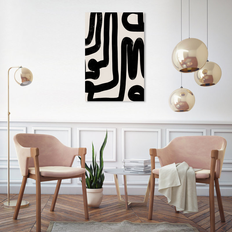 Modern Bold Brush Stroke Lines Print, Wrapped Canvas, 30" H x 20" W