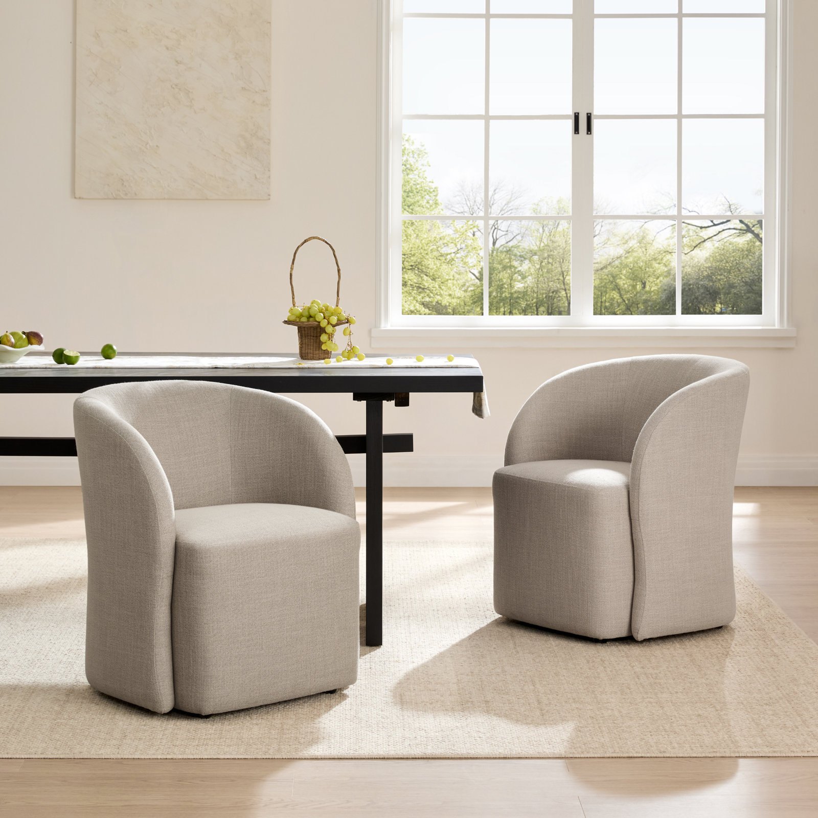 Frankie Dining Chair, Effie Flax Performance Linen