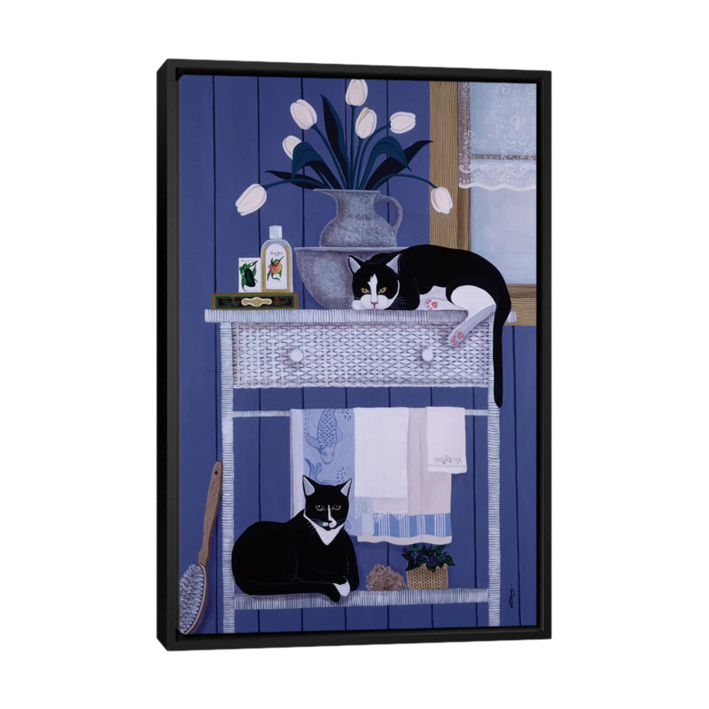 «Oscar and Harold» par Jan Panico, reproduction sur toile, H 48 po x l 32 po x P 1,5 po, Toile avec cadre noir, Pas de tapis