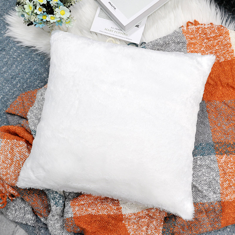 Housse de coussin réversible en fausse fourrure, Blanc éclatant