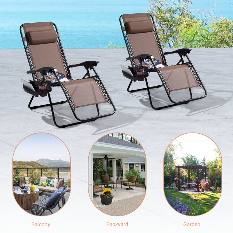 Chaise pliante zéro gravité Cynar (ensemble de 2), Brun