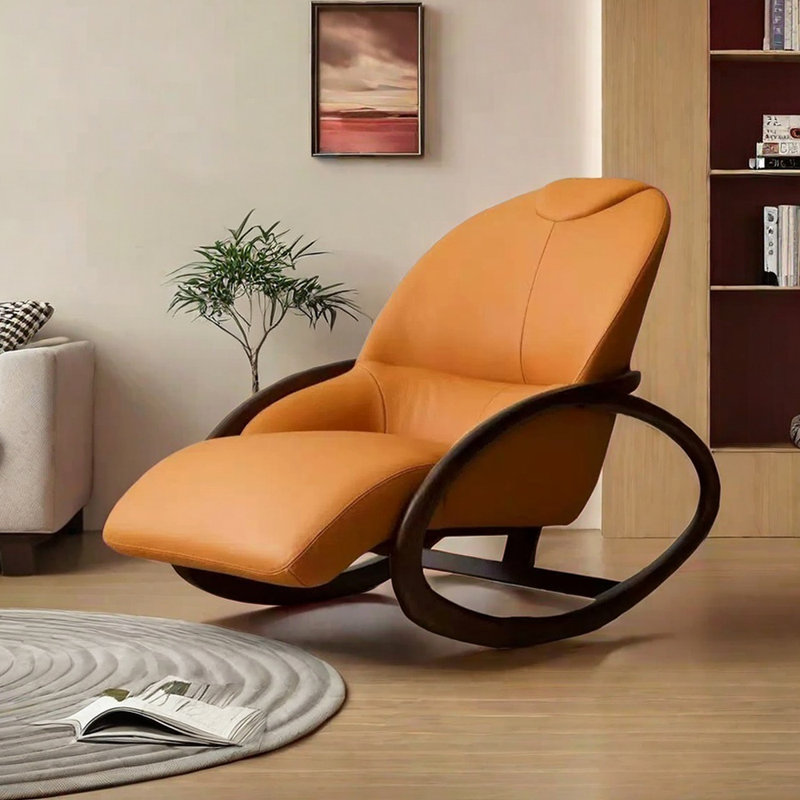 Chaise berçante de salon en bois massif Elegant, Orange