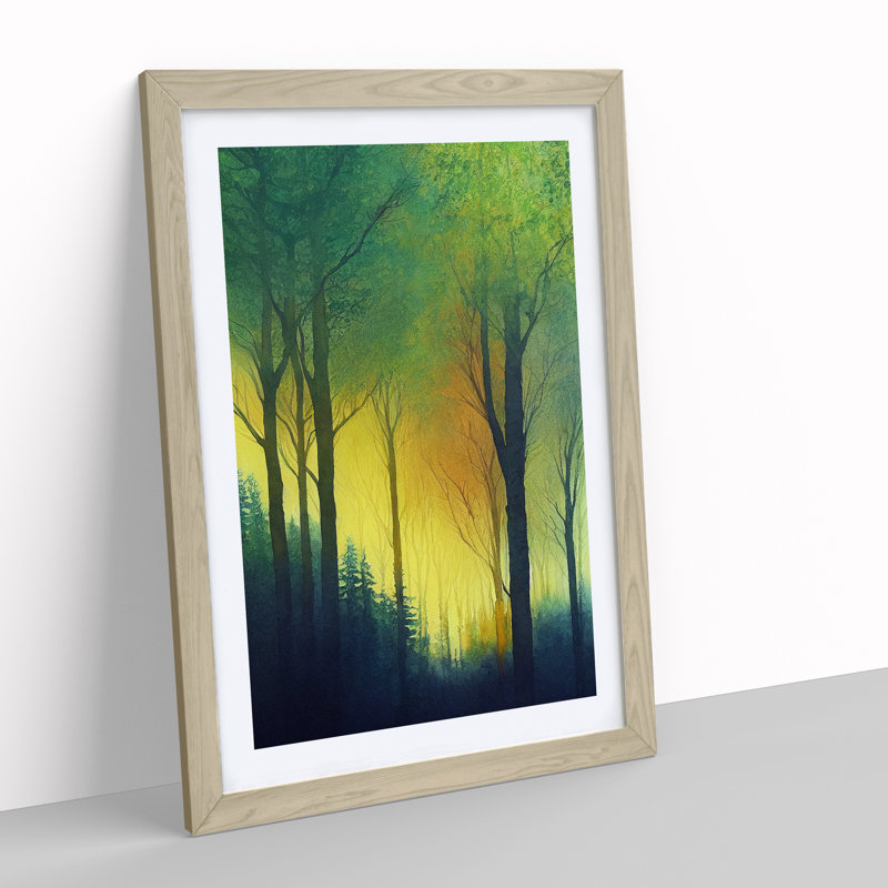 XV1022-5126X Watercolour Forest No.1 - Print, 48cm H x 36cm W, Oak Framed Paper, White