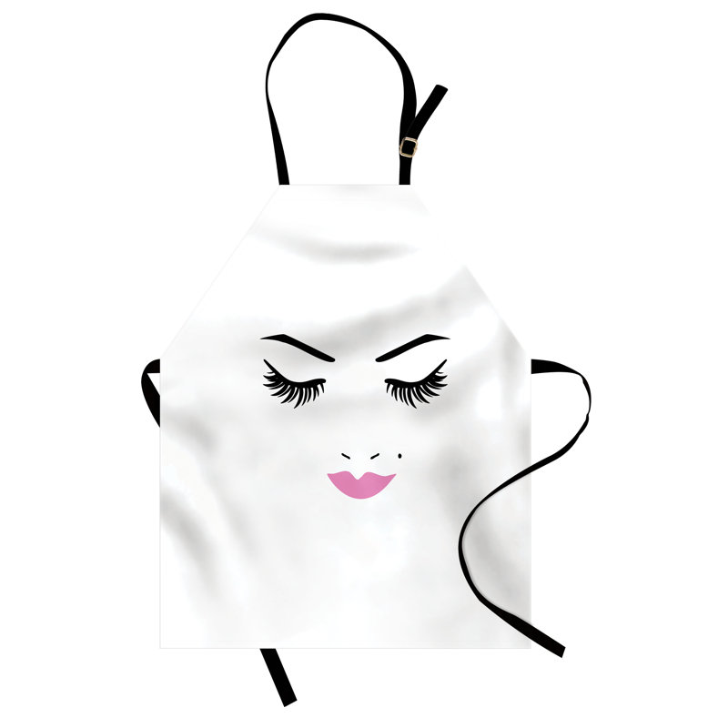 Tablier pour cils East Urban Home, cuisine, taille adulte, fuchsia noir et blanc