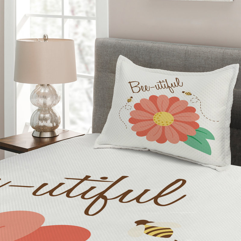 Honey Bee A Polyester Coverlet, Twin Bedspread + 1 Sham