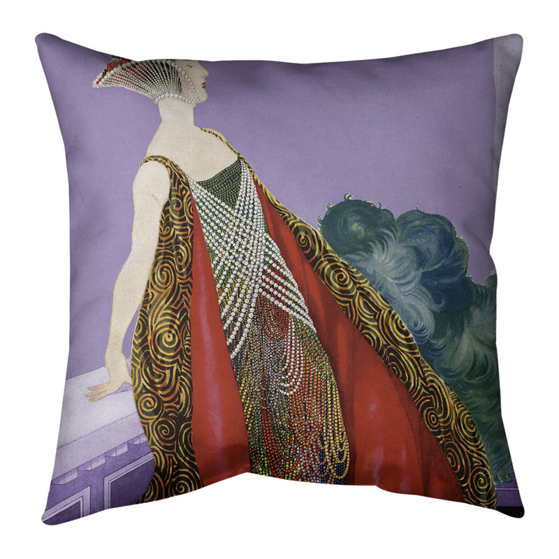 Emily Brodeur Square, 18 po x 18 po, Mauve / Rouge, Bourre en polyester