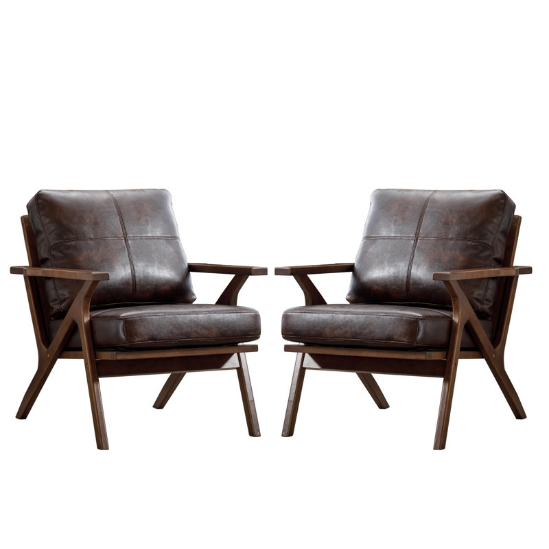 Jiselle  29.5" Wide Mid Century Upholstered Accent Chair with Solid Wood Frame