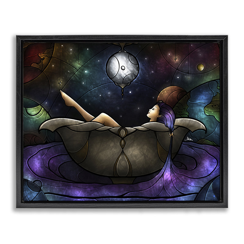 Cadre de bain flottant au clair de lune, design par Mandie Manzano, Cadre flottant noir de jais, H 17 po x l 21 po