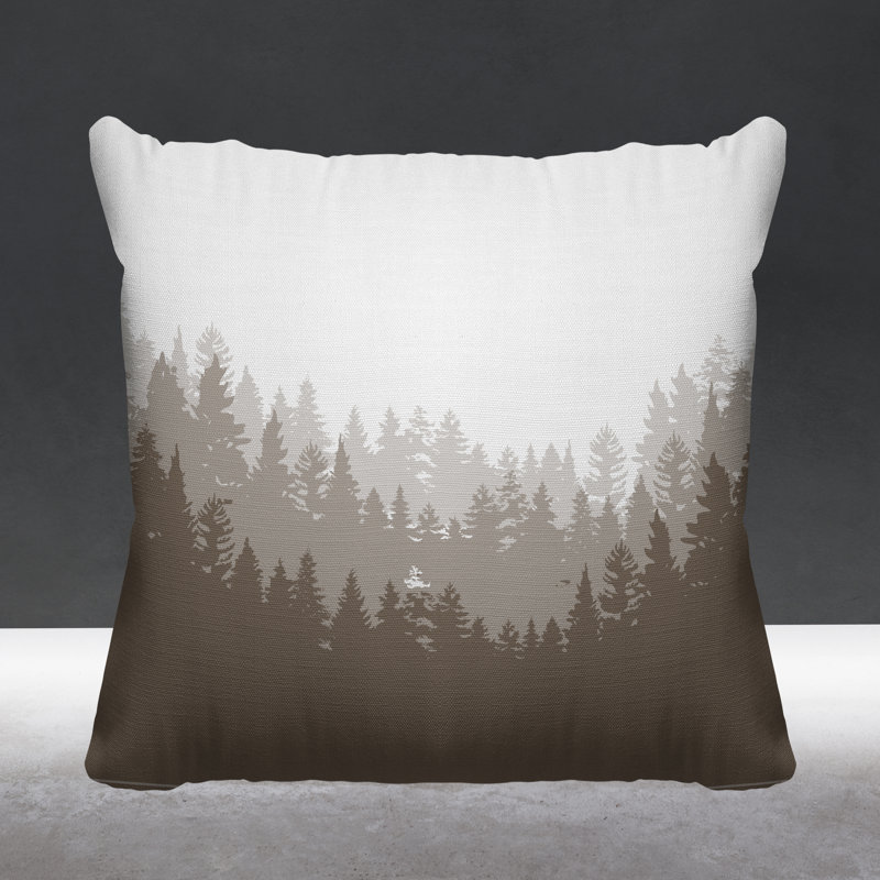 Coussin intérieur / extérieur Pine Trees Cabin, 17 po x 17 po, Beige, Carré
