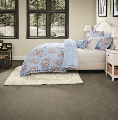 De lit double / grand, ensemble d'édredon en microfibre à motif floral bleu