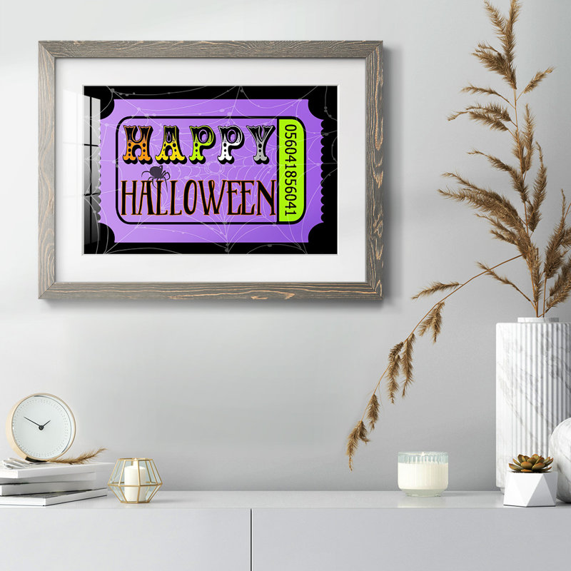 Happy Halloween Billet encadré sur papier, Gris, H 28 po x l 42 po x P 1,5 po