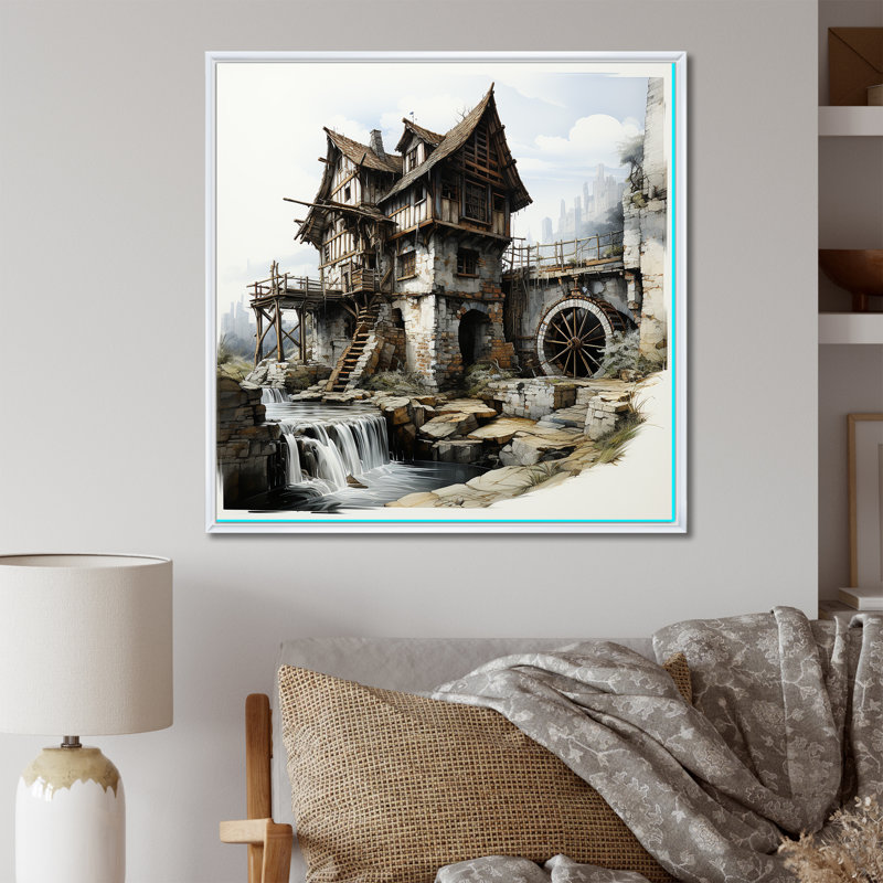 Dessin d'un conte de fées Mills I sur toile, Cadre flottant blanc, H 36 po x l 36 po x P 1,5 po