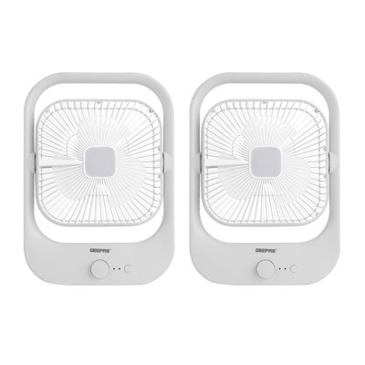 GEEPAS Silent Desk Cooling Fan | 3 Speed USB Rechargeable 1200mAh, 5-7h Runtime, LED Light, 180° Adjustable Mini Air Circulator for Bedroom, Office, Table Use