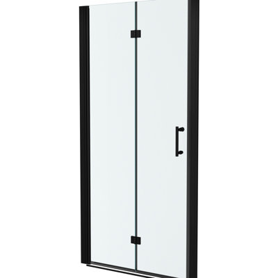 Matte Black Fold Shower Door, 34"w X 72"h, 1/4 - Inch Thick Tempered Clear Glass, Bi Style, Screen, Stainless Steel Frame And Hinges, Reversible Installation, 180° Overlapping Angle, Adjustable For